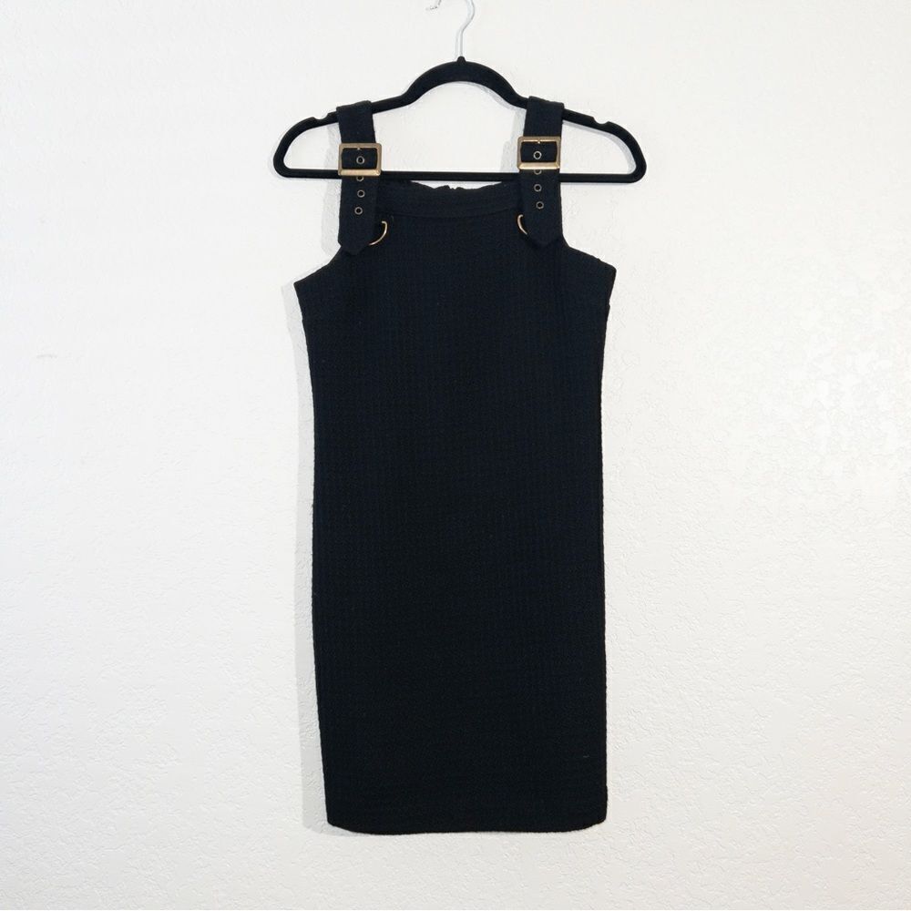 What Goes Around Comes Around x Anthropologie Black‎ Buckle Detail Wool Dress XS